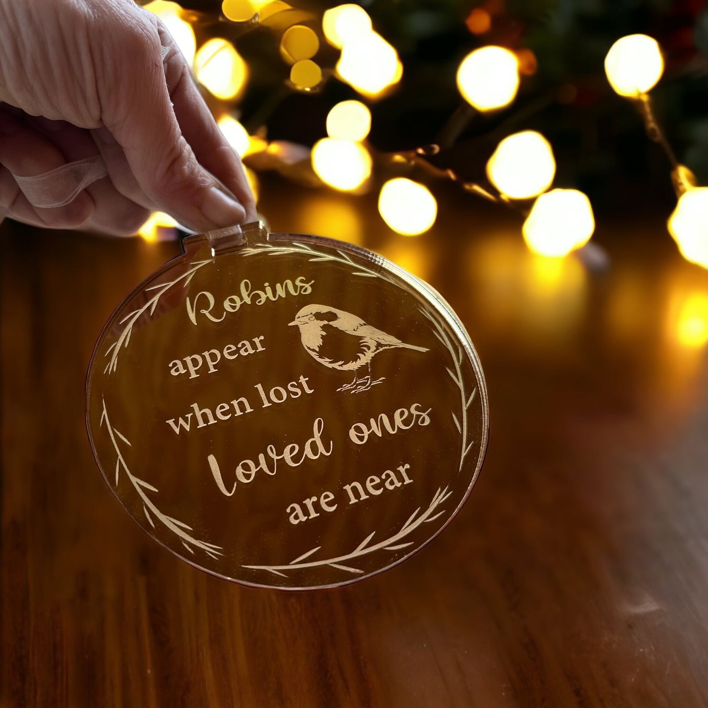 Gold Mirror Acrylic Robin Bauble