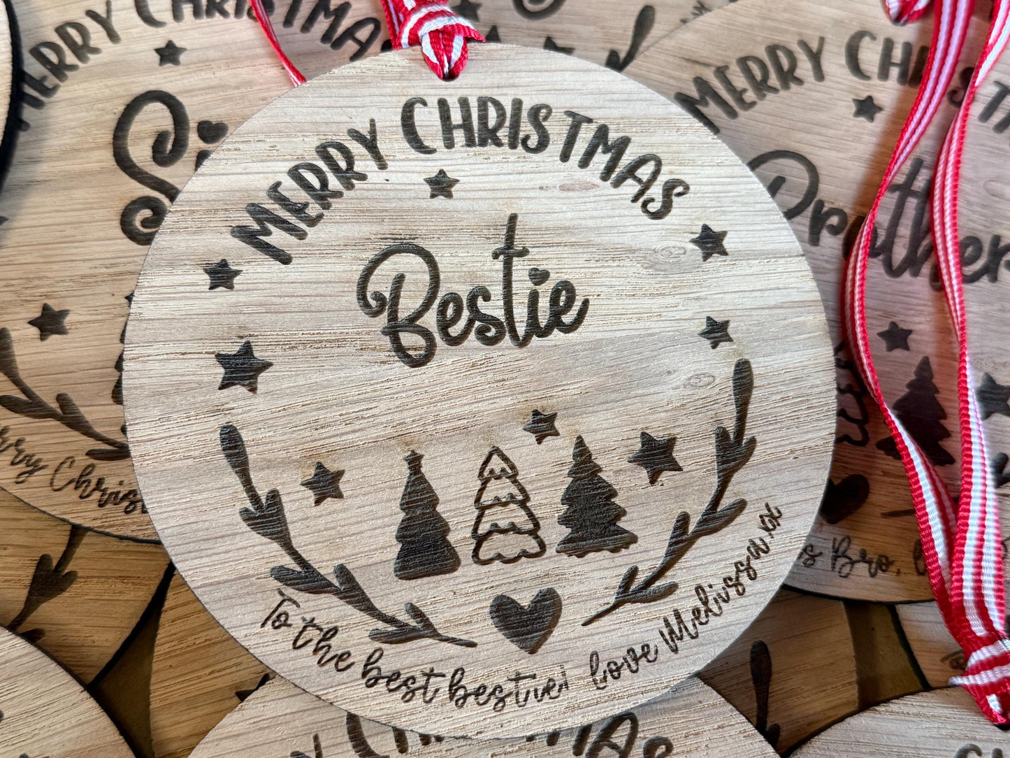 Large Best Friend Personalised Bauble/Bestie Christmas Card Alternative