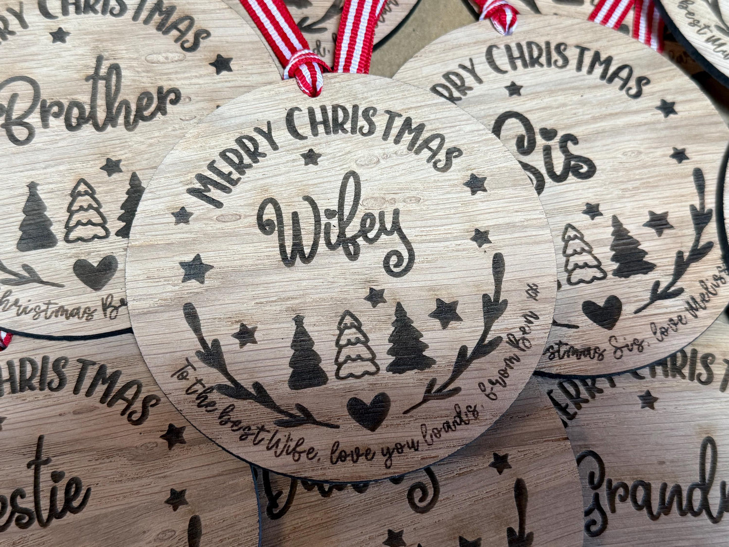 Large Wife Personalised Bauble, Christmas Card Alternative