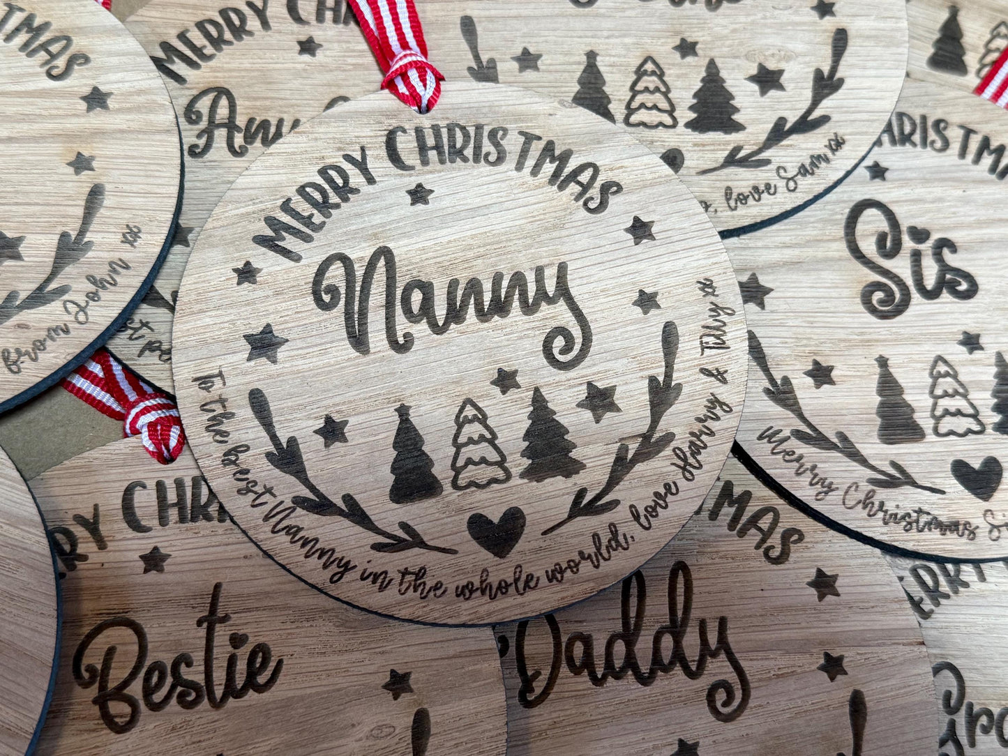 Large Nanny Personalised Bauble/Christmas Card Alternative