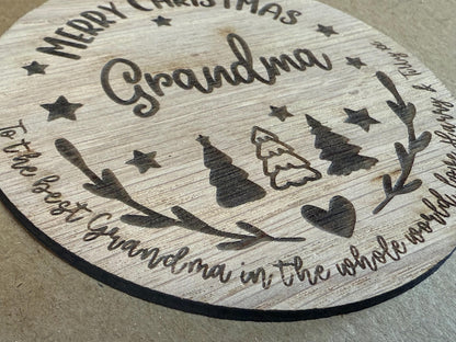 Large Grandma Personalised Bauble/Grandma Christmas Card Alternative