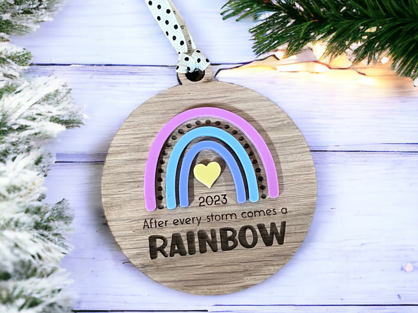 Personalised Rainbow Baby Bauble