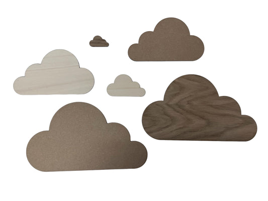 Pack of 4 Wood Cloud Blanks, Nursery Wall Decor