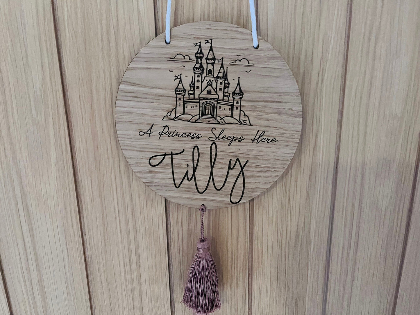 Princess themed Bedroom Name Sign with or without Tassel
