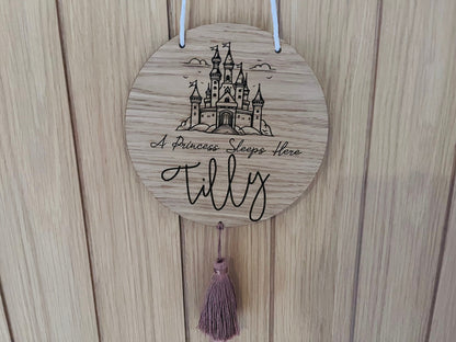 Princess themed Bedroom Name Sign with or without Tassel
