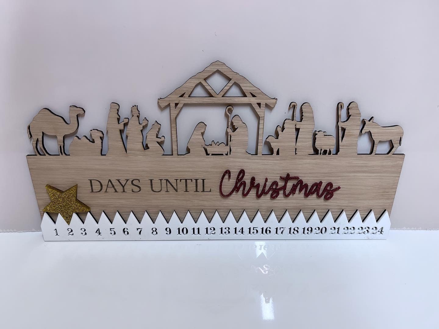 Oak and Acrylic Christmas Countdown