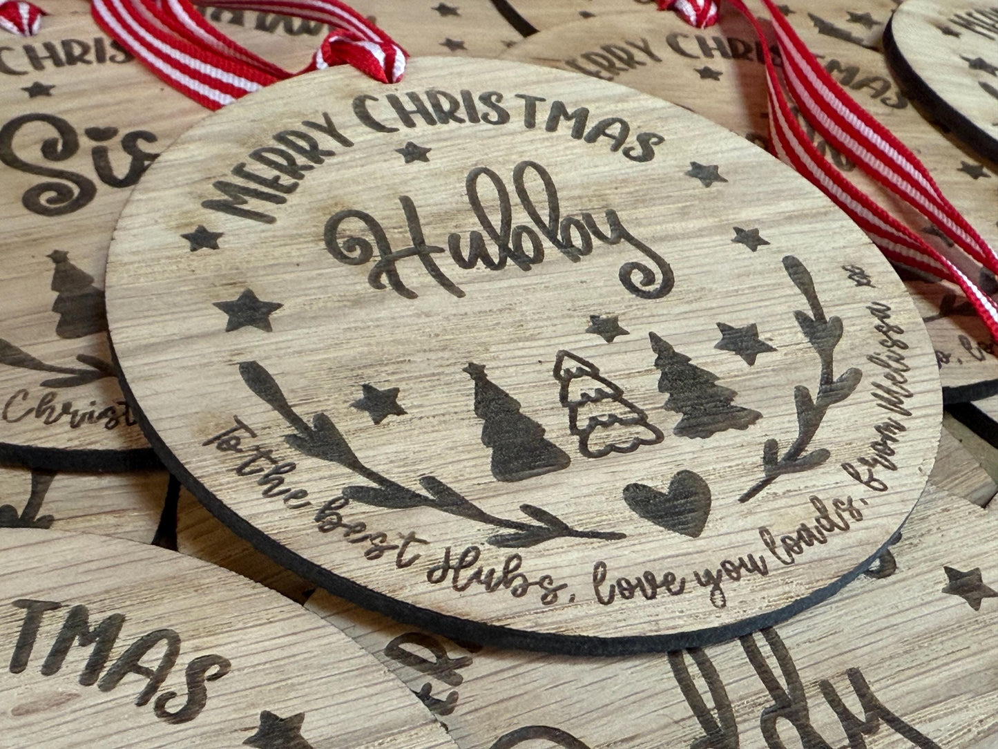 Large Hubby Personalised Bauble/Christmas Card Alternative
