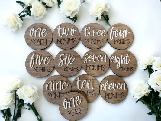 Luxury Oak and Acrylic Milestone Discs