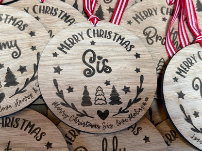 Large Sister Personalised Bauble/Christmas Card Alternative
