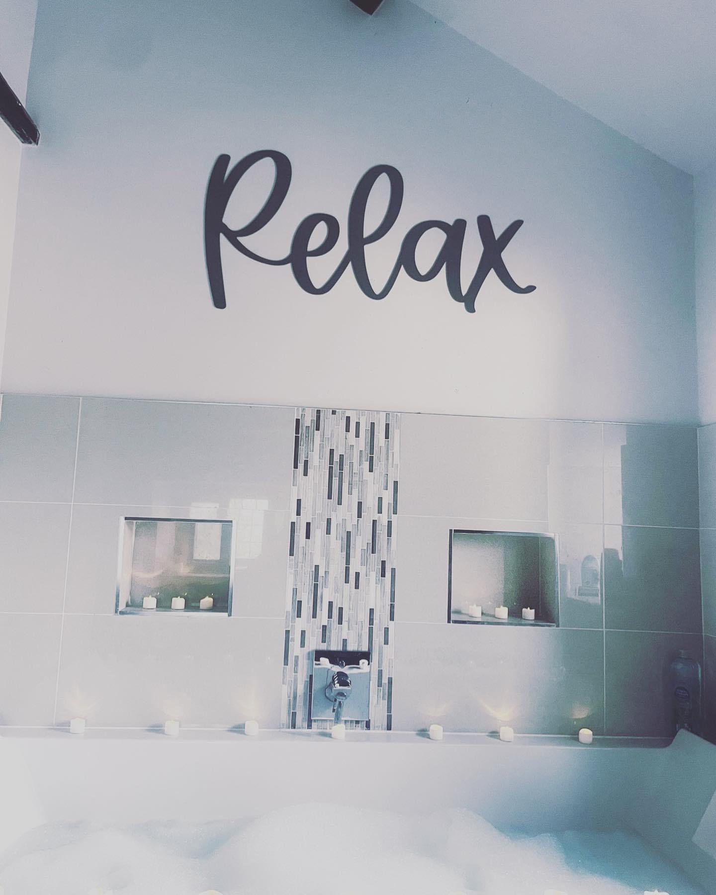 Relax Acrylic Bathroom Wall Sign with adhesive backing
