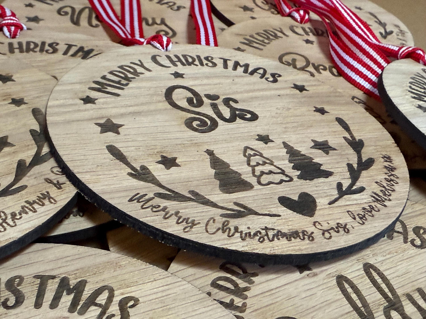 Large Sister Personalised Bauble/Christmas Card Alternative