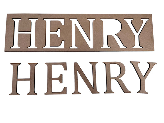Large 10cm Wooden Toy box Name Letters With Stencil for Application and Peel Away Adhesive