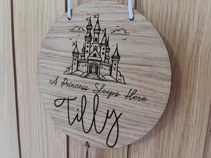 Princess themed Bedroom Name Sign with or without Tassel