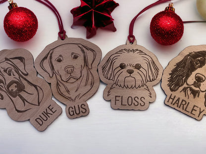 Personalised Oak Dog Breed Christmas Tree Decoration