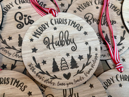 Large Hubby Personalised Bauble/Christmas Card Alternative