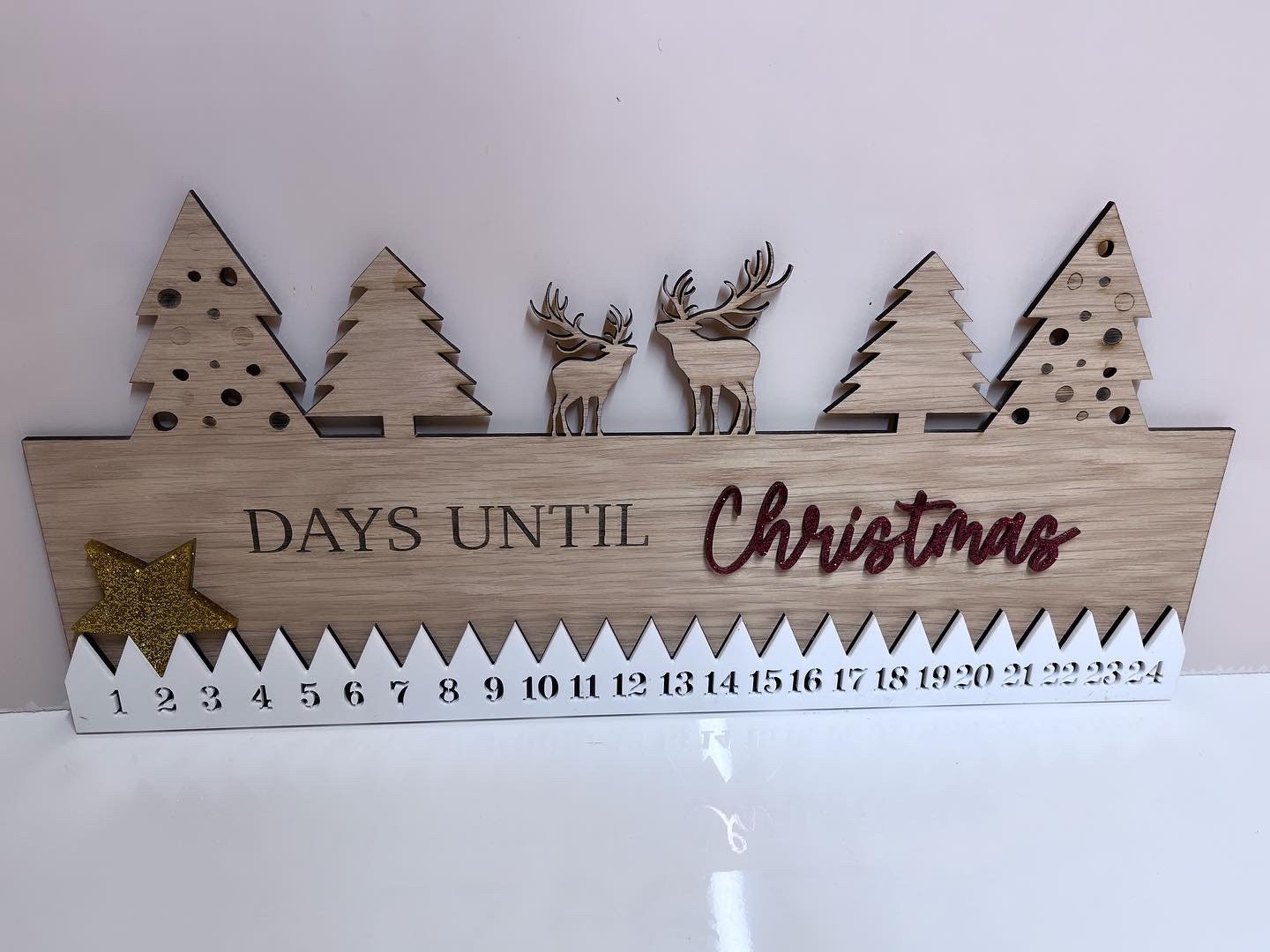 Oak and Acrylic Christmas Countdown