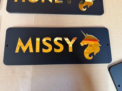 Luxury Matt Black and Mirror Gold Stable Door Sign