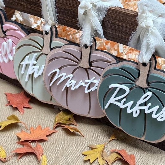 Personalised Pumpkin Halloween Basket Name Tag