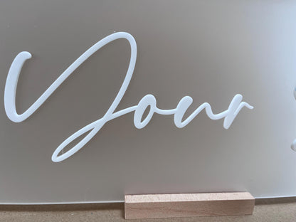 Find Your Seat Adhesive Acrylic Text , White / Gold/ Silver or Black