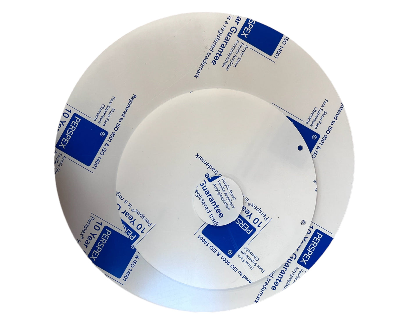 Perspex Cast Acrylic Blank Disc up to 60cm Diameter with or without holes