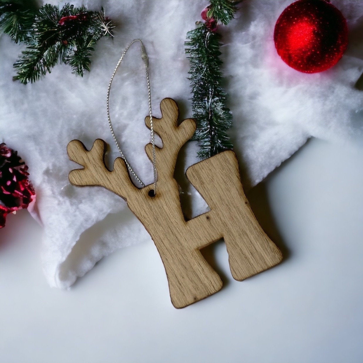 Initial Christmas Tree Decoration with Antlers