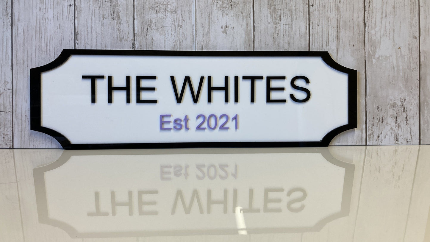 Large 3D Family Name street sign