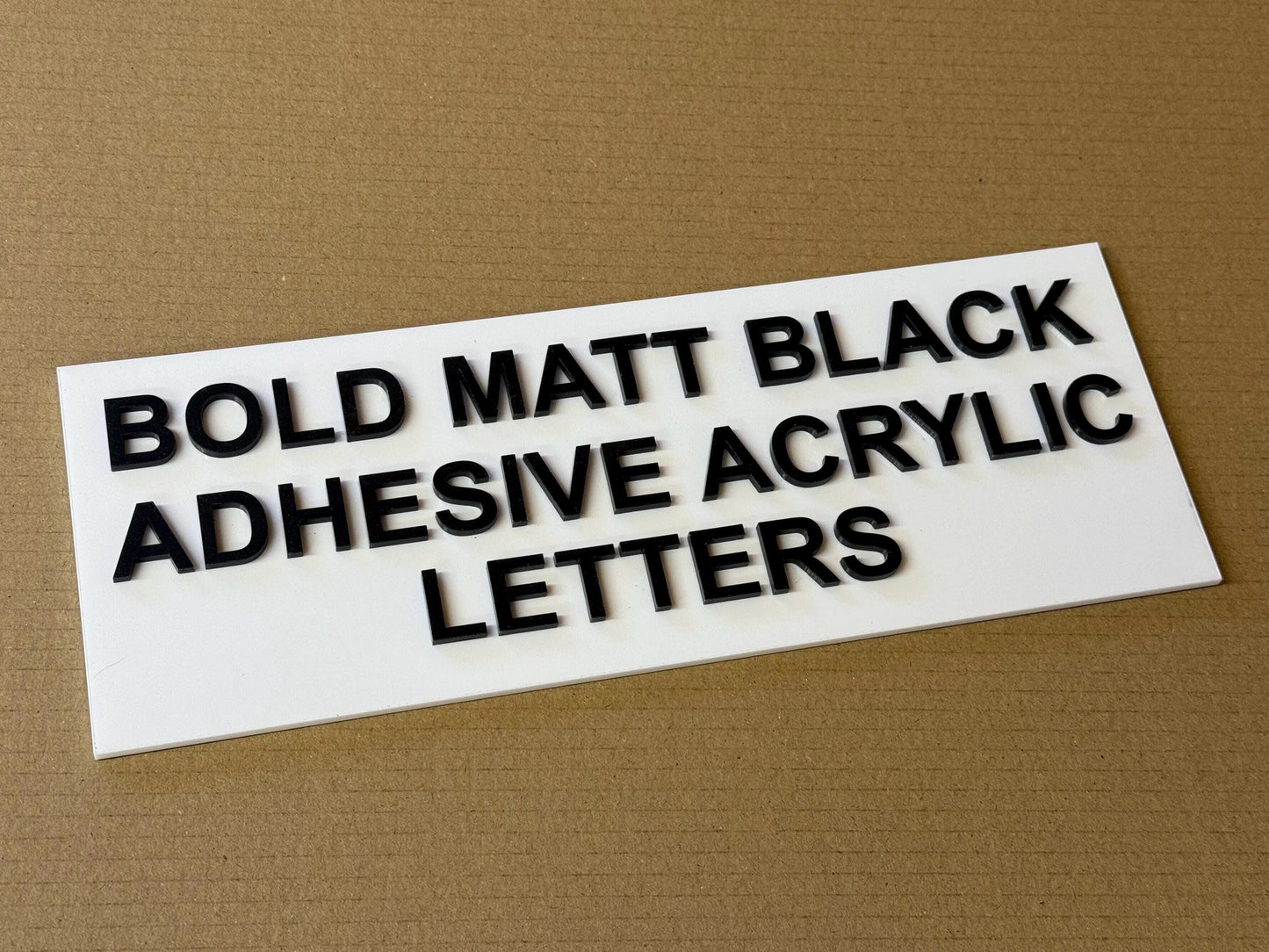 Matt Black Acrylic Adhesive Letters Bold Font