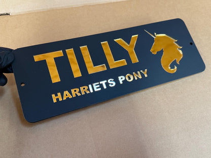 Luxury Matt Black and Mirror Gold Stable Door Sign