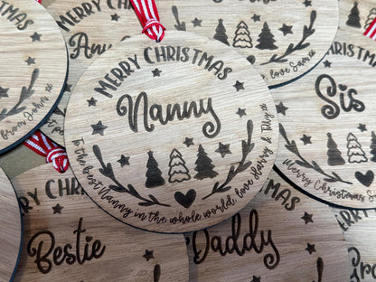 Large Nanny Personalised Bauble/Christmas Card Alternative