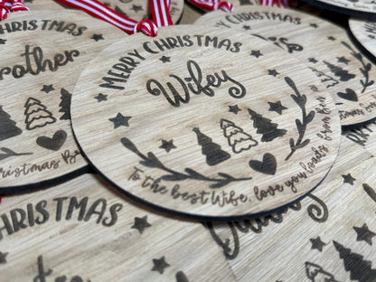 Large Wife Personalised Bauble, Christmas Card Alternative