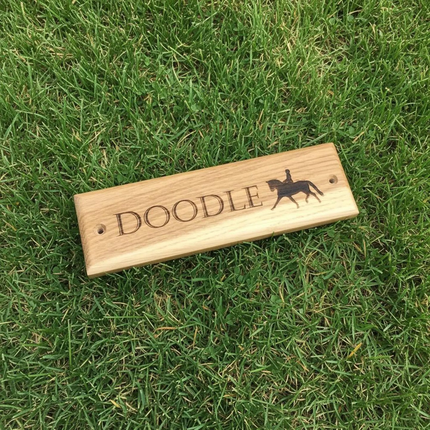 Soild Oak Engraved Dressage Stable Door Plaque