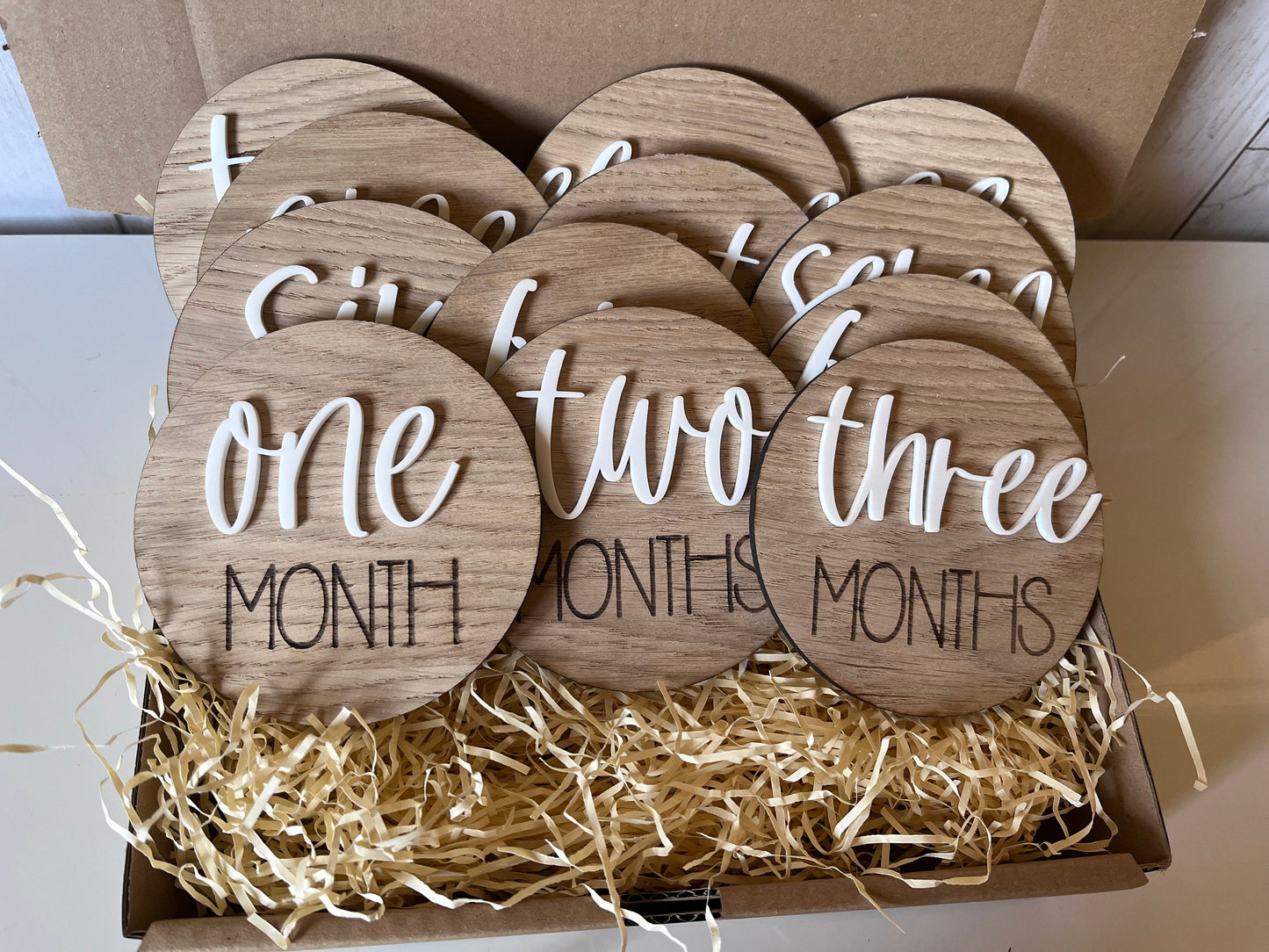 Luxury Oak and Acrylic Milestone Discs