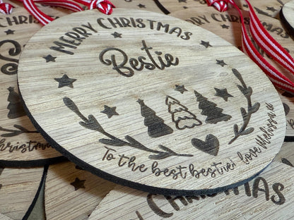 Large Best Friend Personalised Bauble/Bestie Christmas Card Alternative