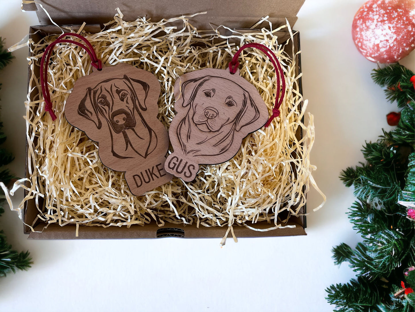 Personalised Oak Dog Breed Christmas Tree Decoration