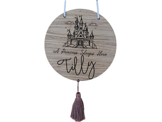 Princess themed Bedroom Name Sign with or without Tassel