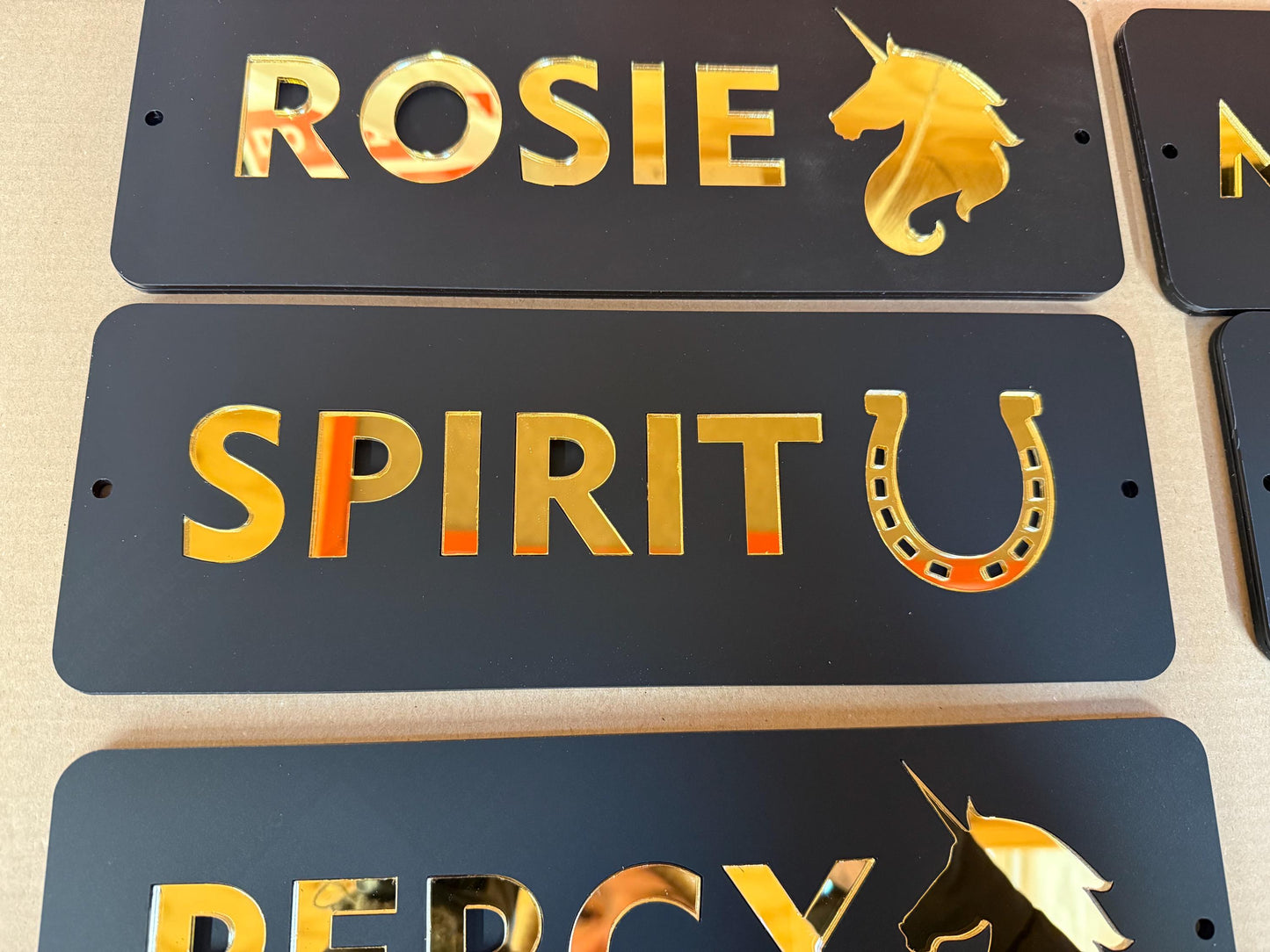Luxury Matt Black and Mirror Gold Stable Door Sign