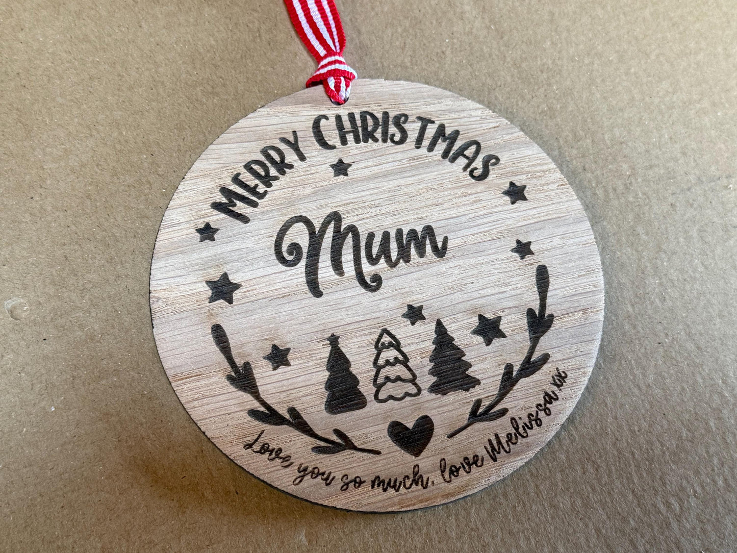 Large Mum Personalised Christmas Bauble/Christmas card alternatitive