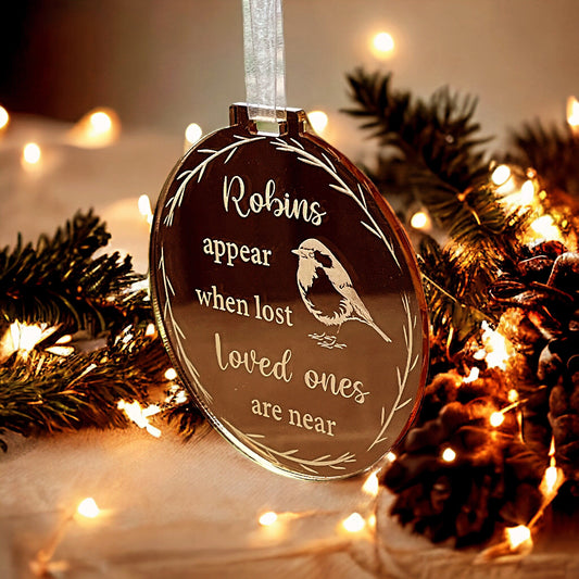 Gold Mirror Acrylic Robin Bauble
