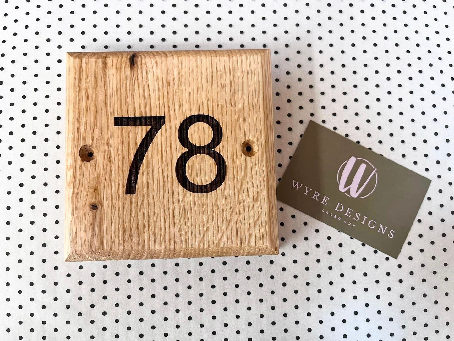 Soild Oak Engraved House Number Plaque