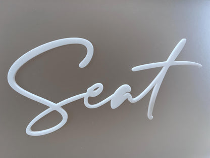 Find Your Seat Adhesive Acrylic Text , White / Gold/ Silver or Black