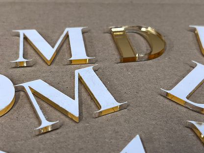 Adhesive Mirror Acrylic Gold/ Silver Letters or Numbers