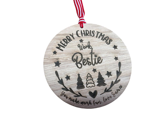 Large Work Bestie Personalised Bauble/Christmas Card Alternative