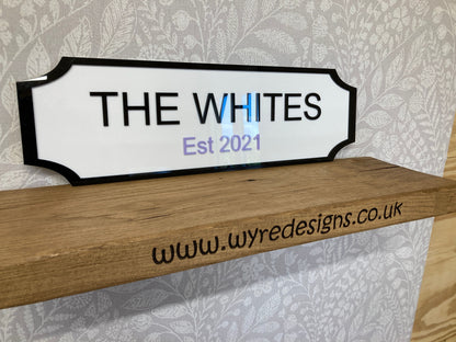 Large 3D Family Name street sign