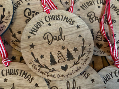 Large Dad Personalised Bauble/Dad Christmas Card Alternative