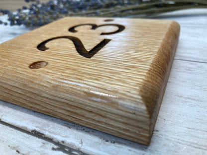 Soild Oak Engraved House Number Plaque