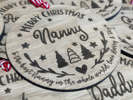 Large Nanny Personalised Bauble/Christmas Card Alternative