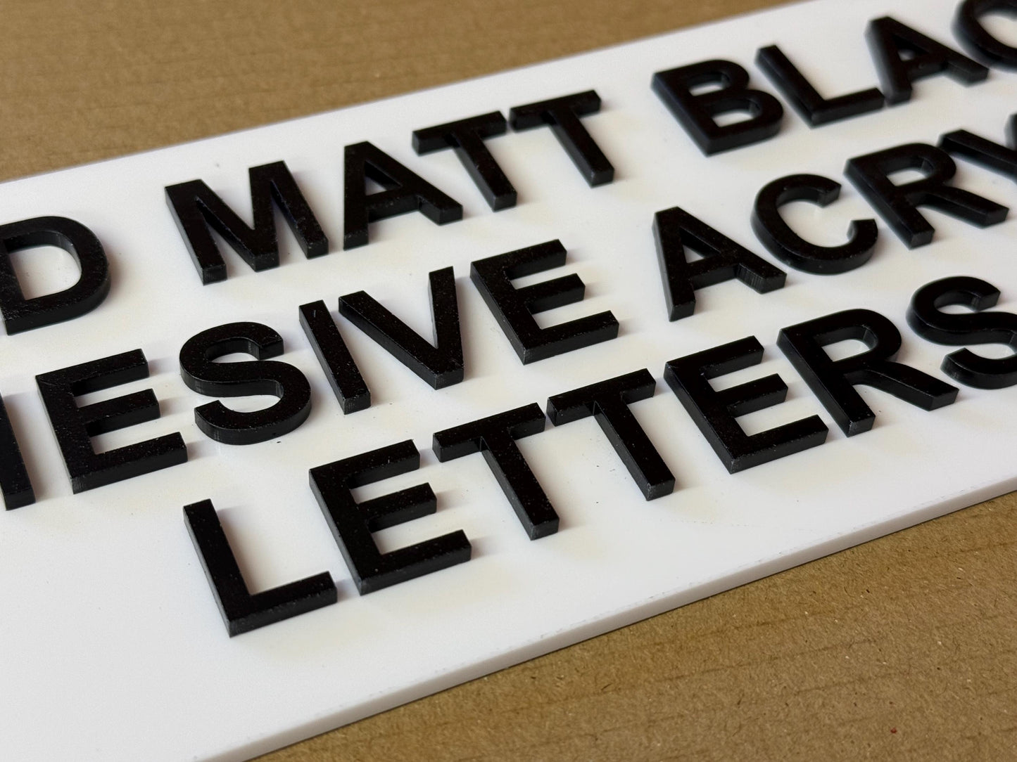 Matt Black Acrylic Adhesive Letters Bold Font