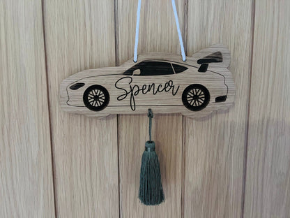 Car Wooden Bedroom Name Sign with or without Tassel
