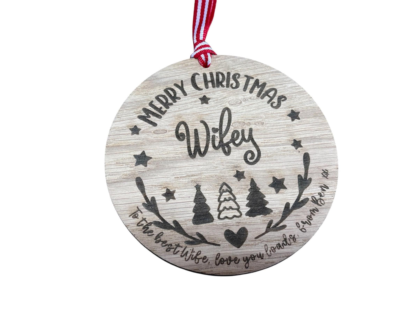 Large Wife Personalised Bauble, Christmas Card Alternative